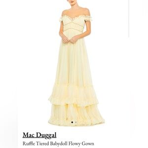 Mac Duggal Ruffle Tiered Babydoll Flowy Gown